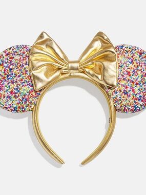 BaubleBar Gold Bow Headband with Rainbow Beaded Ears